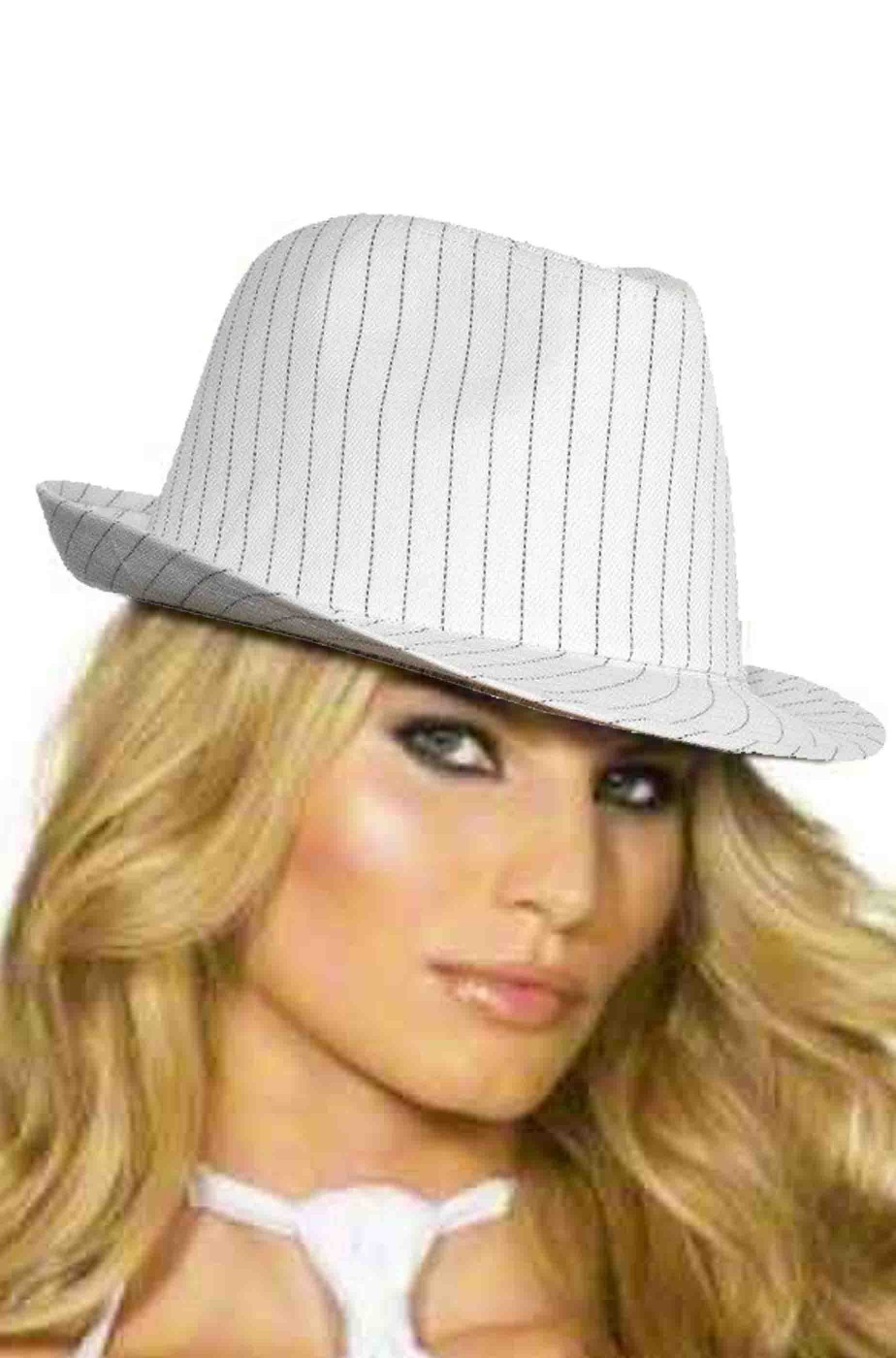 Cappello gangster da donna bianco Al Capone gessato