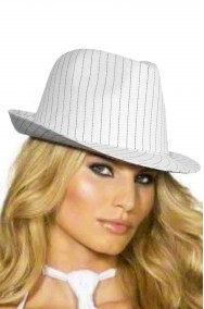 Cappello gangster da donna bianco Al Capone gessato