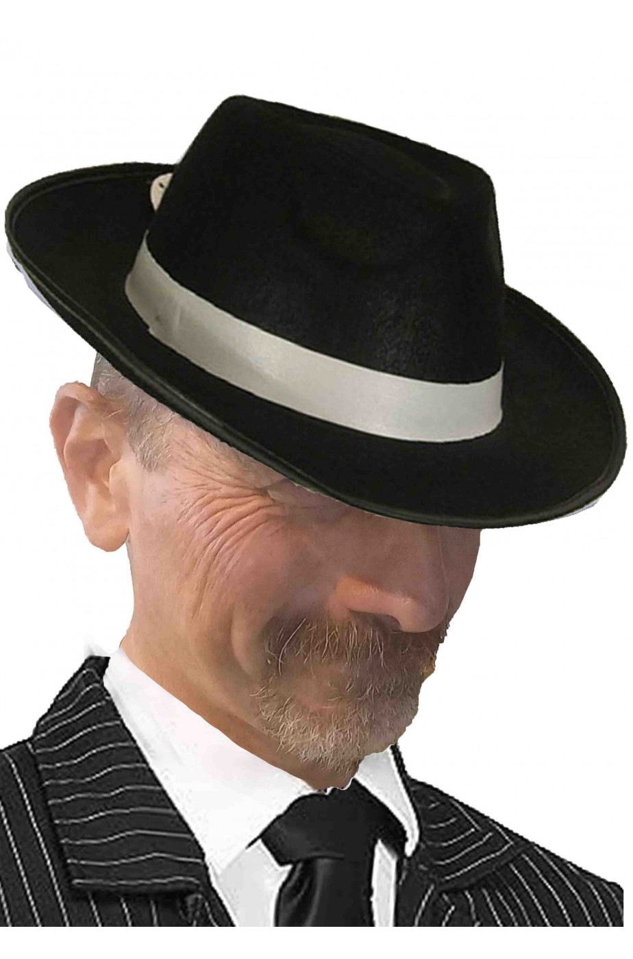 Cappello gangster nero con fascia bianca