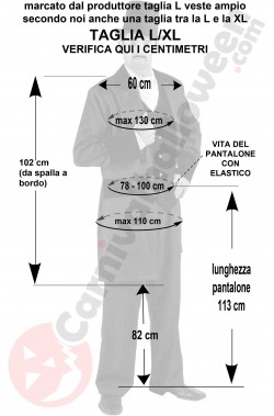 Misure costume uomo 800 frac lungo nero con revere di velluto taglia L XL