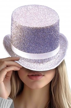 Cappello a cilindro argento con fascia