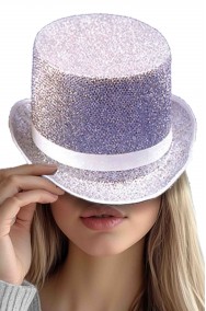 Cappello a cilindro argento con fascia