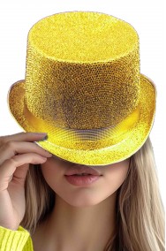 Cappello a cilindro oro con brillantini