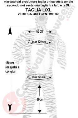 Misure costume da zebra adulto taglia L XL
