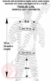 Misure costume da zebra adulto taglia L XL