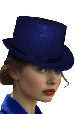 Cappello a cilindro blu floccato