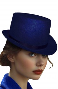 Cappello a cilindro blu floccato