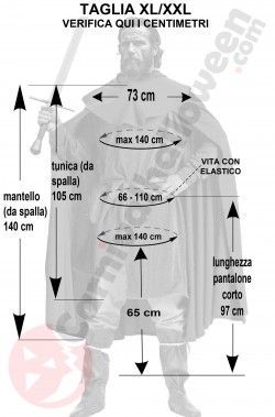Misure costume medievale uomo cosplay taglia grande