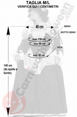 Misure vestito da dama dell'800 nera e bianca