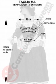 Misure vestito da dama dell'800 nera e bianca