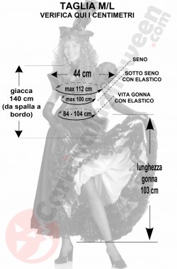 Misure costume ballerina del Can Can adulta sartoriale