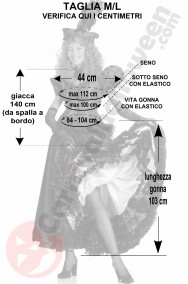 Misure costume ballerina del Can Can adulta sartoriale