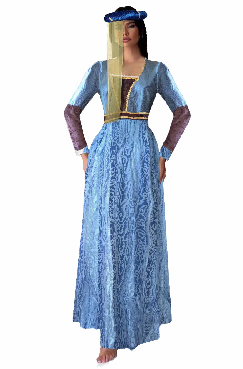 Vestito da dama medievale adulta damascato