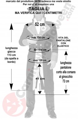 Misure costume di Napoleone Bonaparte 800 taglia L