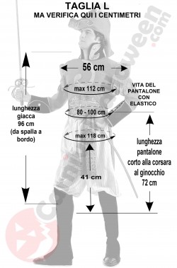 Misure costume uomo dell'800 soldato inglese taglia L