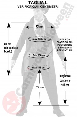 Misure del costume da cowboy realistico taglia L