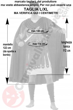 Misure costume da soldato romano con armatura e mantello