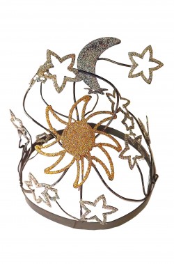 Corona da fata adulta di metallo con sole luna e stelle