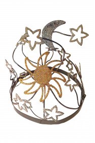 Corona da fata adulta di metallo con sole luna e stelle