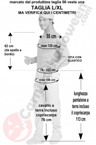 Misure del costume da Puffo adulto