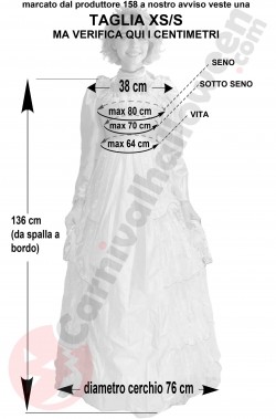 Misure del costume da Principessa rosa aurora taglia XS/S