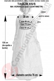 Misure del costume da Principessa rosa aurora taglia XS/S