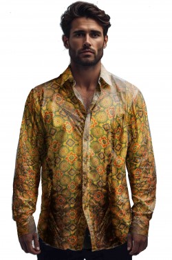 Camicia di seta da uomo con disegni cashmere