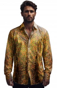 Camicia di seta da uomo con disegni cashmere
