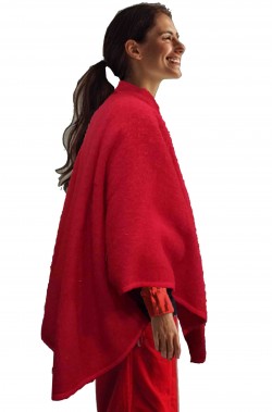 Mantello rosso corto caldo di lana