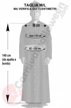 Misure costume da cardinale nero con fascia taglia M/L