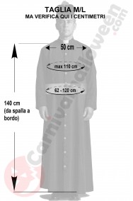 Misure costume da cardinale nero con fascia taglia M/L