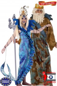 Coppia di Costumi di Carnevale Nettuno e Sirenetta Top Quality adulto