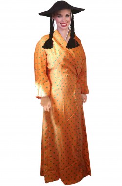 Vestito di carnevale da cinese arancione di seta