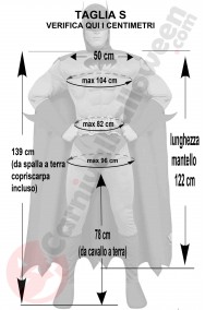 Misure costume Batman grigio e blu taglia S