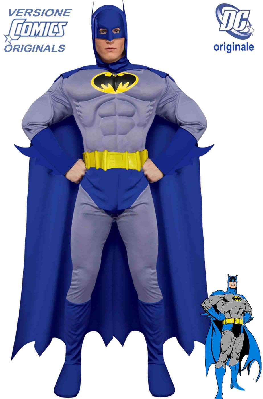 Costume Batman versione fumetto originale con muscoli