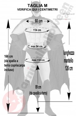 Misure costume di Batman grigio e nero con muscoli taglia M