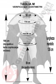 Misure costume di Batman grigio e nero con muscoli taglia M