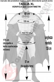 Misure costume di Batman grigio e nero con muscoli taglia XL