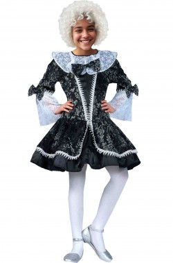 Vestito di carnevale da bambina damina grigia e nera 700 barocca