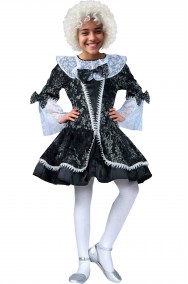 Vestito di carnevale da bambina damina grigia e nera 700 barocca