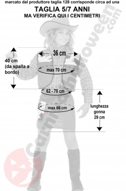 misure del costume da cowgirl bambina 5 7 anni