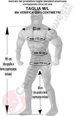 Misure del costume di Hulk l'uomo verde taglia M/L