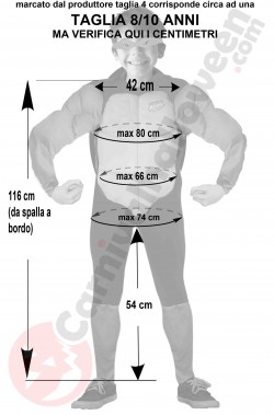 Misure costume bambino Tartaruga Ninja 8 10 anni