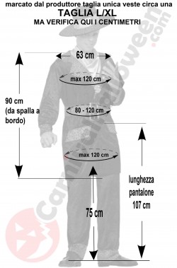 Misure costume da Pappone o Rapper adulto