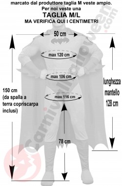 Misure costume di Batman grigio e blu versione fumetto