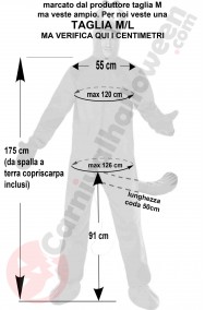 Misure del costume da Garfield il gatto arancione taglia M L