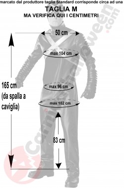 Misure del costume cosplay di Speedracer X taglia M