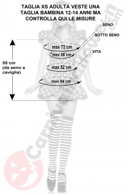 Misure costume bambina da lampone e da frutta rossa taglia 12/14 anni
