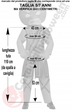 Misure costume da Omino di Pan di Zenzero bambino taglia 5 7 anni