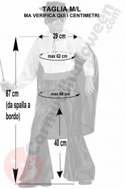 Misure costume da Zorro bambino taglia 5 7 anni
